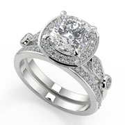 Dayanara Halo Pave Set Cushion Cut Diamond Engagement Ring - Nivetta